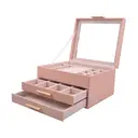 JORDAN&JUDY Multi-Layer Jewelry Box Small Earring Box Ring Storage Box Necklace Box Earring Jewelry Case - 3 Layer Pink image 1