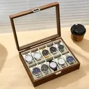 JU7CER Retro watch box, inner gray Watch Storage Box, Unisex Watch Display & Storage Case, Ideal Gift for Watch Enthusiasts 10-position image 3