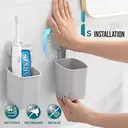 TAILI Porte-brosse à dents à ventouse lot de 2, ventouse puissante pour dentifrice et brosse à dents, porte-rasoir de douche auto-égouttant, porte-brosse à dents de douche mural, support de vaisselle de cuisine, Gris image 1