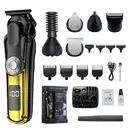 Komingdon Beard Trimmer For Men, All-in-One Men's Hair Clipper Hair Trimmer, Mustache Body Nose Ear Facial Cutting Shaver, Electric Razor Grooming Kit, USB Rechargeable  Cordless & Led Display, Holiday Gift For Him Father's Day Gift yellow image 0
