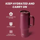 Bottle Bottle 40oz Tumbler with Straw and Lid, Insulated Travel Mug, 1180ml Stainless Steel Car Coffee Cup with Handle for Gifts, Parties, Office (Red) image 2