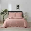 MEEALLHOME Parure de lit vintage à volants rose - 1 housse 200 x 200 cm et 2 taies 65 x 65 cm image 0