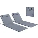 Outsunny Lot de 2 Tapis de Plage rembourré - lot de 2 Matelas de Plage - nattes de Plage - Dossier inclinable Multi-Positions - Sac Transport Inclus - métal Polyester PE Gris image 0