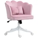 HOMCOM Computer Desk Chair, Armless Makeup Vanity Chair with Shell Back, Bow Pillow, Height Adjustable, Swivel Wheels for Home, Bedroom, Pink image 0