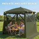 Outsunny 2 x 2 m Pop Up Gazebo with Awning, Waterproof Instant Shelter for Garden BBQ, Fishing, Camping, Easy Setup Garden Gazebo with Sides, Mesh Windows & Carry Bag, Army Green image 3