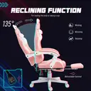HOMCOM Gaming Chair for Adults with Cat Ears, Faux Leather Reclining Computer Chair with Footrest, Lumbar Support and Headrest, Height Adjustable Swivel Seat, Pink image 5