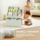 AIYAPLAY Kids Bookshelf, Bookcase Toy Storage Organiser with 3 Tier Shelves, Drawer, for Bedroom, Nursery, Playroom, Classroom, Green image 4