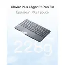 Inateck Clavier Bluetooth 3 canaux avec pavé Tactile, Clavier sans Fil AZERTY Ultra Fin et Portable, Compatible avec iPad OS,Windows et Android, KB01105 Gris image 1