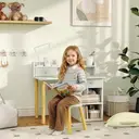 AIYAPLAY Kids Desk and Chair Set, Children Study Table with Hutch, Storage, Drawer, Shelves, for Studying, Reading, Drawing, for Ages 3-8 Years, Green image 3