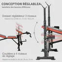 HOMCOM Banc de musculation Fitness entrainement complet avec support d'haltères dossier réglable acier 175 x 139 x 127 cm noir et rouge image 2
