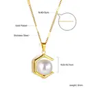 Hexagon Pearl Pendant Necklace, 18K Gold Plated Geometric Jewelry image 2