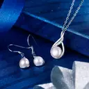 Ever Faith Cubic Zirconia and Freshwater Cultured Pearl Infinity Pendant Necklace and Earrings Set image 2