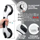 TAILI Poignées de douche pour personnes âgées à ventouse, lot de 2 barres d'appui de douche de 12 pouces pour seniors, barres d'appui pour baignoires et douches, poignée de sécurité amovible sans perçage, Noir image 2