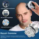 komingdon Rasoir électrique pour homme, tête de rasoir, étanche et rechargeable, Rasage sec et humide - Idéal pour le Rasage du crâne et des têtes chauves - Argent image 1