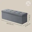 Ochama x SONGMICS Storage Ottoman, Foldable Velvet Storage Bench, 2 Extra Storage Boxes, 38 x 110 x 38 cm, for Hallway, Living Room, Bedroom, Dark Grey image 2