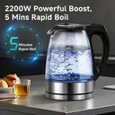 Cuisync 1.7L High Borosilicate Glass Electric Kettle, 2200W High Power Fast Boiling, 304 Stainless Steel Base, 360° Rotating Base, Household Electric Kettle (FY-788) image 3