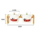 Ensemble de Bocaux en Céramique Style Chinois, Pots de Rangement en Porcelaine Blanche avec Plateau en Bambou pour Plan de Travail de Cuisine  
Set de 2 Pots à Épices en Céramique Blanche avec Plateau en Bois, Motif Calligraphie Rouge et Blanche image 1