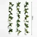 Wei's Moment Lot de 3 guirlandes de fleurs artificielles en soie roses blanches - 2 m image 6