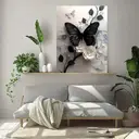 JU7CER Kit de broderie diamant 5D Papillon noir et fleurs - 30 x 40 cm image 2