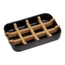 Maison by Premier Eco-Friendly Black Soap Dish, Removable Bamboo Insert Soap Tray, Modern Soap Case Holder, Bath Soap Holder image 1