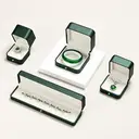 Oirlv Écrin à bijoux en cuir premium avec fermoir à bouton métallique blanc - Vert foncé image 3