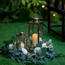 Lanterne décorative à suspendre en métal et verre vintage or - 24 cm image 6