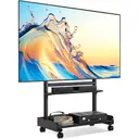 TV Stand on Wheels for 40-86 Inch LCD LED OLED Flat Panel Plasma TVs, Height Adjustable TV Floor Stand with Shelf TV Trolley with Wooden Base Max VESA 600x400mm up to 68 kg, Black image 2
