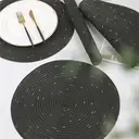 Lot de 6 sets de table ronds en polyester et coton tissé effet pailleté, diamètre de 38 cm - Noir image 2