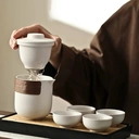 Tea Story Portable Travel Tea Set [1 Pot + 4 Cups] - Compact Ceramic Jingdezhen Set with Carry Case, Lightweight & Leak-Proof image 3