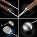 PURECOOK Spatula & Ladle Series | 304 | Wooden Handle | 3-Piece Spatula & Ladle Set image 3