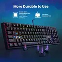 ET 100 % kabelgebundene mechanische Gaming-Tastatur, US-Layout, Blue Switch, USB-kabelgebundene Tastatur, 20 Modi für RGB-Hintergrundbeleuchtung, 104 Tasten in voller Größe, Clicky-Tastaturen, Anti-Ghosting/spritzwassergeschützte Regenbogen-LED-Tastaturen für PC (Schwarz) image 6