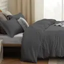 LeBonsoir Dark Gray Bedding Duvet Cover Set，200x200cm/50x75cmx2 Breathable Durable Soft Comfy， with Zip， 3 Pieces， Includes 1 Duvet Cover & 2 Pillowcases，NO Comforter image 5