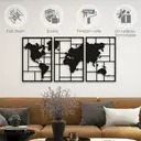 HOMCOM Lot de 3 décorations murales en métal moderne, sculpture murale en métal géométriques abstraites, suspendu décor pour salon, chambre à coucher, bureau, 50 x 80 cm, noir image 5