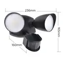 LUTEC 20W LED Security Flood Light, 1700LM 4000K, Outdoor Wall Light with Sensor, Integrated Twin Heads, for Patio, Garden, Yard, Black image 6