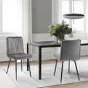 CLIPOP Velvet Dining Chairs Set of 2 Upholstered Kitchen Counter Chairs with Backrest and Sturdy Metal Legs, Lounge Chair for Home Dining Living Room Bedroom Restaurant 0320 grey 35*46*83 cm image 3