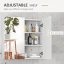 kleankin Bathroom Mirror Cabinet, Wall Mounted Bathroom Storage Cupboard with Adjustable Shelf, 60W x 15D x 60Hcm, High Gloss White image 4