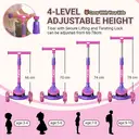 Neuleb YFQ Kids Kick Scooter, LED Lighted Wheels and 4 Adjustable Height Handlebars, Lean-to-Steer & Widen Anti-Slip Deck, 3 Wheel Scooter for Boys & Girls Ages 3-10 and up to 30 Kg image 1