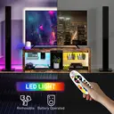 HOMCOM TV Stand Cabinet with LED Lights and Remote Control for TVs up to 65", Entertainment Centre with Storage Shelves and Compartment, Rustic Brown image 3