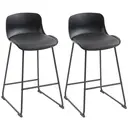 HOMCOM Modern Bar Stools Set of 2, PU Leather Upholstered Barstools, Counter Height Kitchen Chairs with Footrest for Breakfast Bars, Dining Room, Black image 0