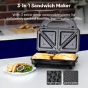 Tower T27020 3-in-1 Deep Fill Sandwich Maker with Interchangeable Waffle Plates, Stainless Steel image 2