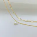18K Gold Plated Double Layer Necklace with Pearl Pendant, 16/20 Inch Layered Link Chain image 3