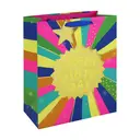 Neon Happy Birthday Gift Bag Large 26.5 (W) x 33 (L) x 14cm (H) image 0