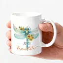 Alphynix 1pc 11oz White Ceramic Mug Featuring Intricate Dragonfly & Floral Design with Handwritten Quote, Thoughtful Birthday Gift image 2