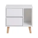 CLIPOP Modern Bedside Table with 2 Drawers and Open Side Storage Cabinet Storage Unit Nightstands White image 0