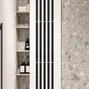 10pcs PVC mirror stickers, vertical stripes, gold-colored, self-adhesive, multi-piece pack, minimalist decorative splicing mirror for living room and bathroom.black,3*35 image 4