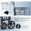 Sekey Poussette pour 2 enfants pliable avec toit, double poignée et siège double avec 2 systèmes de harnais à 5 points intégré - Gris image 4