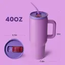 Bottle Bottle 40 oz Stainless Steel Vacuum Insulated Tumbler with Handle and Straw, Purple Sunset image 1