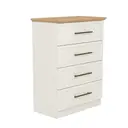 Galano Cleverton 4 Drawer Chest – Stylish Storage Cabinet & Clothes Organiser – Tall Dresser Unit for Bedroom, Hallway or Entryway (Ivory/Oak) image 1