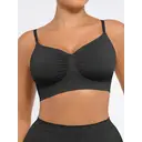 Feelingirl Best-Selling Everyday Seamless Comfortable Wireless Ruched bust Anti-Sag Bra Unlined Soft Bra for Women XL Black, Couple Gift Perfect Gift image 3