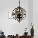 Homary Retro Rustic 3-Light Chandelier - Adjustable Industrial Ceiling Light with Weathered Wood, Metal Orb & Crystal Accents for Kitchen Island, Dining Room & Bedroom image 2